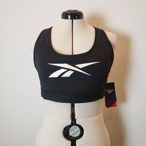 Reebok Lux Racer Sports Bra Black/White Medium Impact Gift Ready 1X